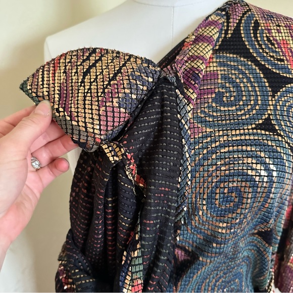 Cache Vintage XS/Small Petite 80-90s Geometric Dolman Sleeve Party Dress - Picture 9 of 16